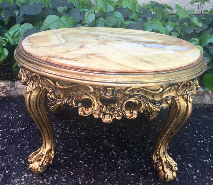 A 20th Century French Style Carved And Gilded Coffee / Side Table With Marble Top - Image 2