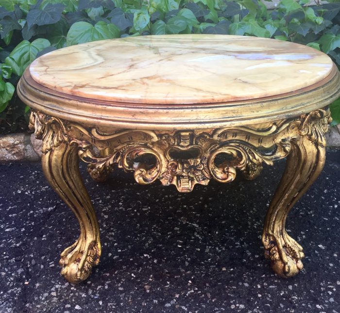 A 20th Century French Style Carved And Gilded Coffee / Side Table With Marble Top - Image 3