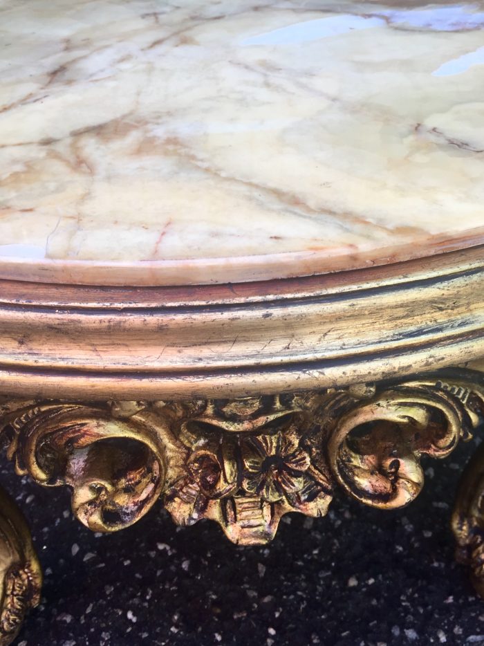 A 20th Century French Style Carved And Gilded Coffee / Side Table With Marble Top - Image 5