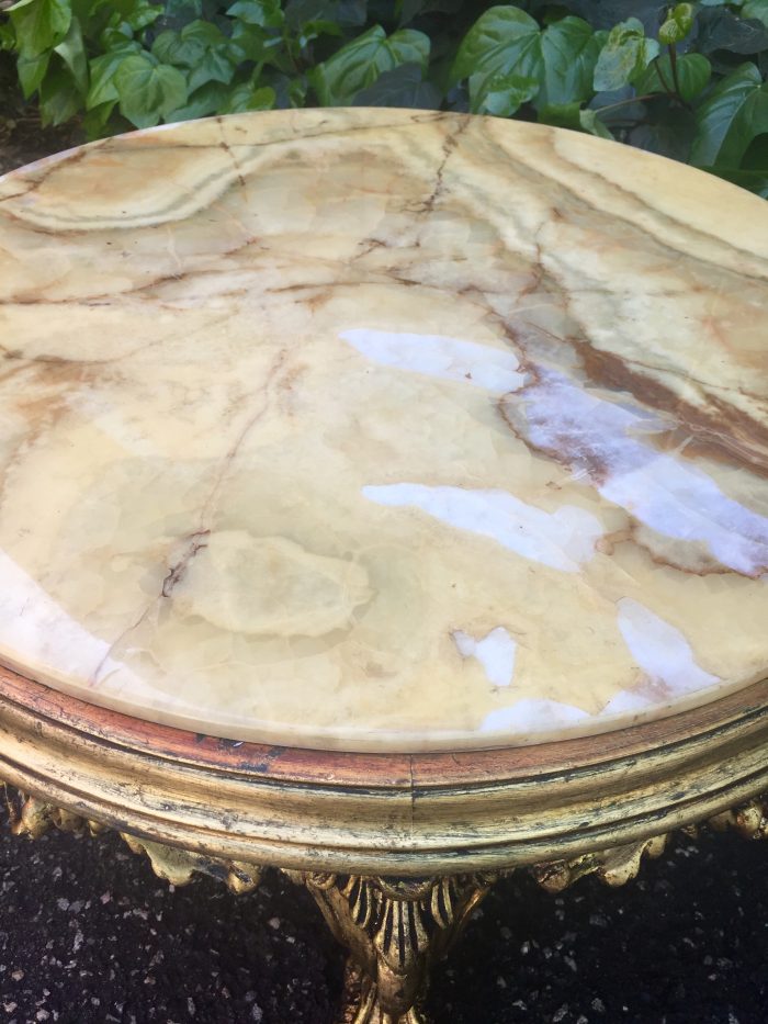 A 20th Century French Style Carved And Gilded Coffee / Side Table With Marble Top - Image 6