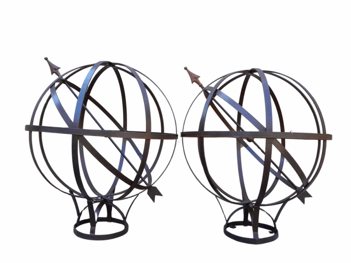 A Pair of Large  20th Century Metal Armillary Sphere