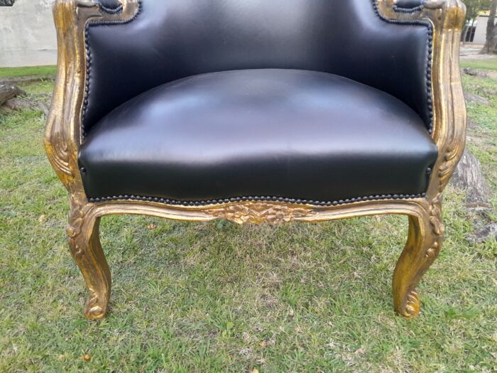 A 20th Century French Style Pair Of Carved Gilt Wood Armchairs - Image 8