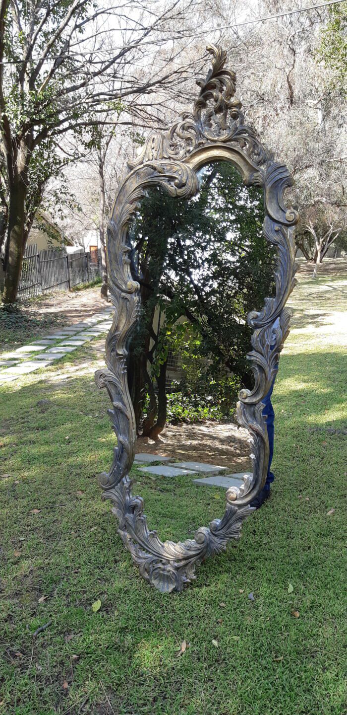 A Large Ornate Floral Carved Mirror - Image 7