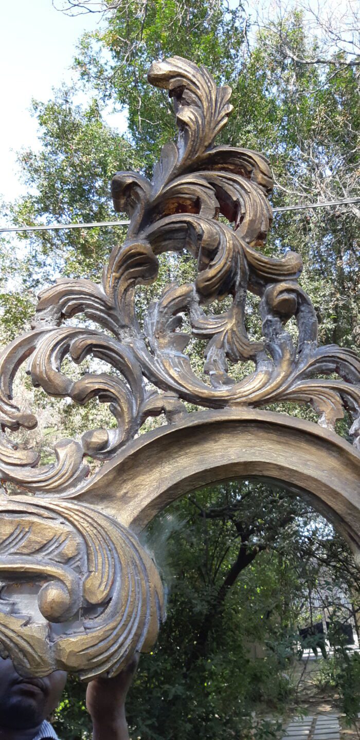 A Large Ornate Floral Carved Mirror - Image 3