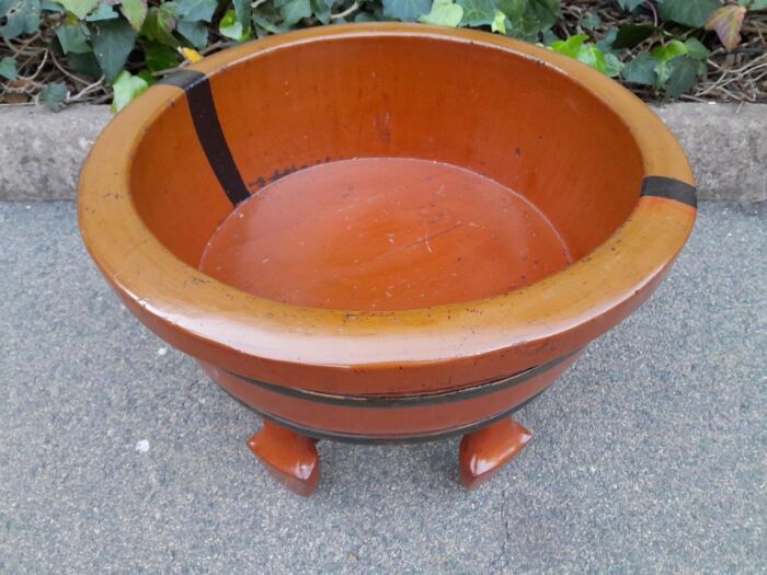An Antique Original Chinese Wooden Basin on Stand - Image 3