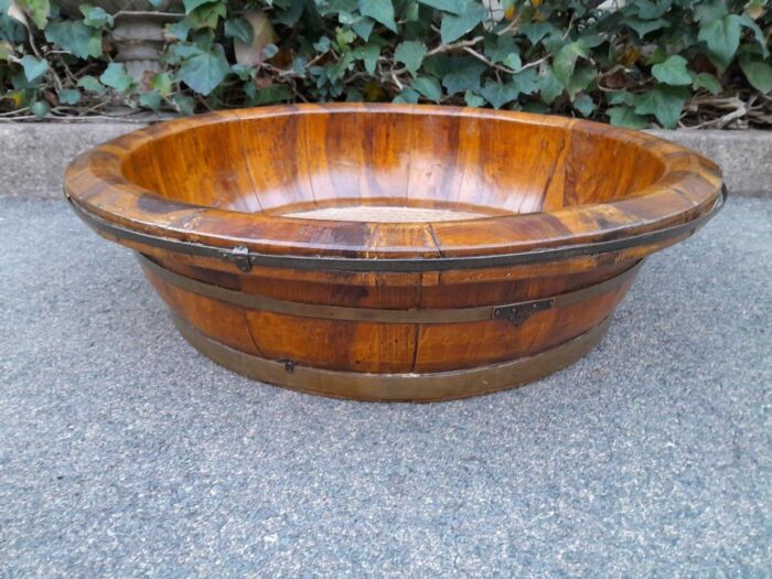 An Antique Chinese Qing Dynasty Bowl with Brass Straps of Large Proportion - Image 2