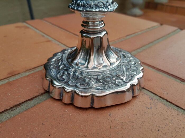 An Antique Circa 1820s  Pair of George IV Silver Plate  Regency Candlesticks / Candle Holders - Image 5