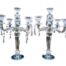 A 20th Century Pair Of Crystal Candelabras With Crystals and Drip Trays