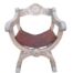 An Antique Early 20th Century Savonarola Carved Oak Chair with Leather Seat in a Contemporary Bleached Finish