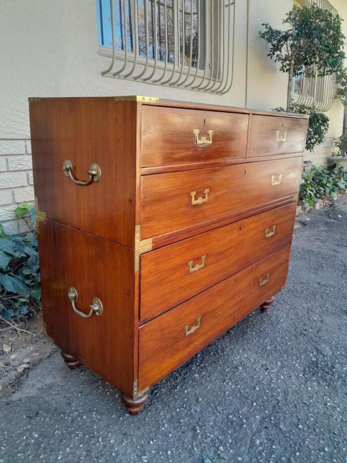 An Antique Victorian Mahogany Military Chest with Brass Hardware - Image 3
