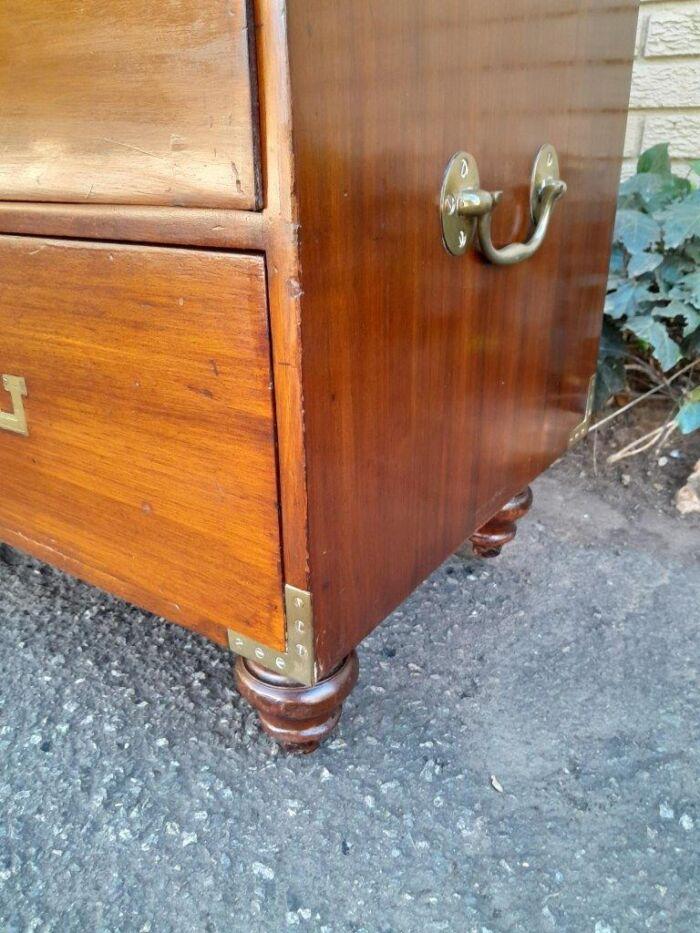 An Antique Victorian Mahogany Military Chest with Brass Hardware - Image 6