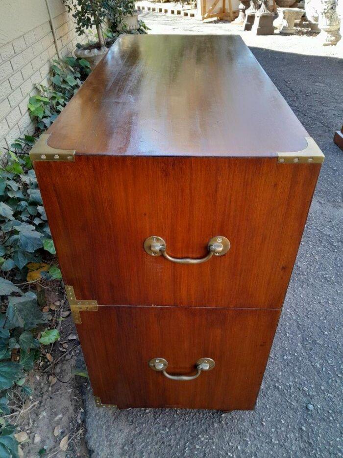 An Antique Victorian Mahogany Military Chest with Brass Hardware - Image 8