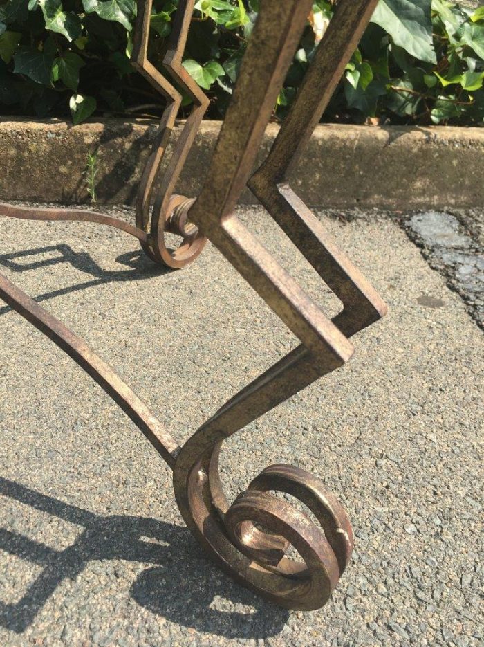 Gilded Wrought Iron Table with Scroll Detail and Mirror Top - Image 3