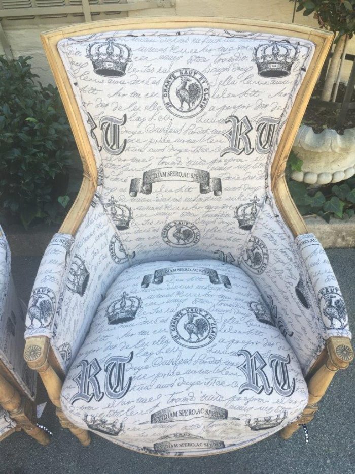 Fine Pair Late 19th Century French Style Bleached / Natural Armchairs upholstered - Image 2
