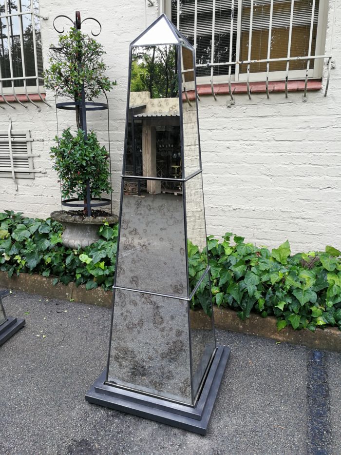 Pair Antique Style Mirrored Obelisks -ND - Image 5