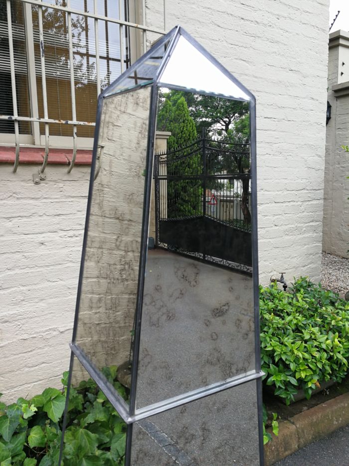 Pair Antique Style Mirrored Obelisks -ND - Image 7