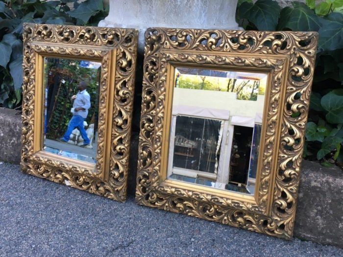 Pair Gilded Bevelled Mirrors - Image 3
