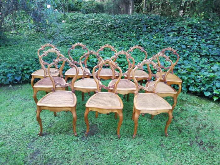 Set of 12 French Style Rattan Dining Chairs - Image 2