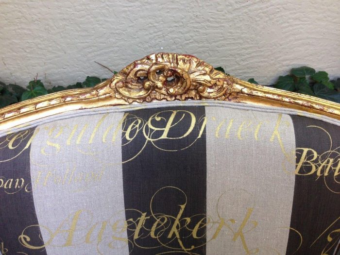 Pair Oversized French Bergere syle gilded armchairs hand gilded in  gold leaf upholstered with handmade fabric - Image 7