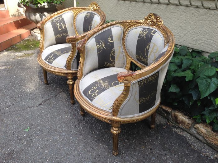 Pair French Antique/Vintage (90 years old) Gilded Bergere Chairs. Circa 1910 to 1930 - Image 4