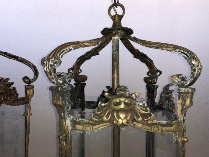 Set of 3 Chandelier Lantern with Brass - Image 3