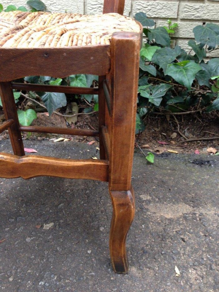 A Set Of Ten (10) French Beechwood Ladderback Chairs with upholstered Seagrass Seats - Image 8