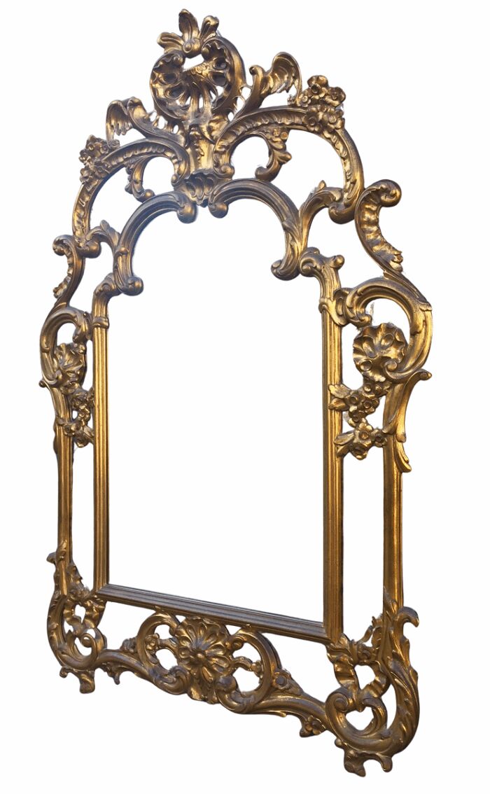 Gilded and Ornately Carved Wooden Mirror. Belgium. Circa 1974