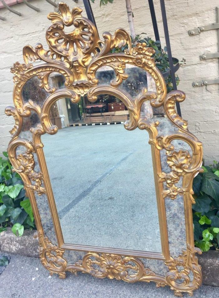 Gilded and Ornately Carved Wooden Mirror. Belgium. Circa 1974 - Image 4
