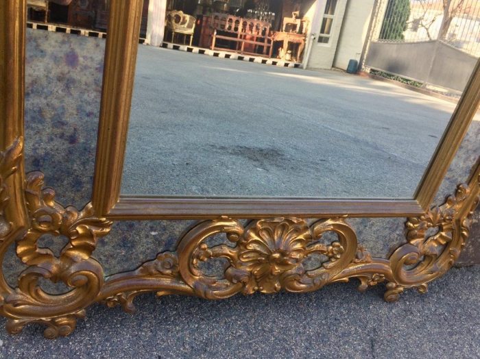 Gilded and Ornately Carved Wooden Mirror. Belgium. Circa 1974 - Image 6