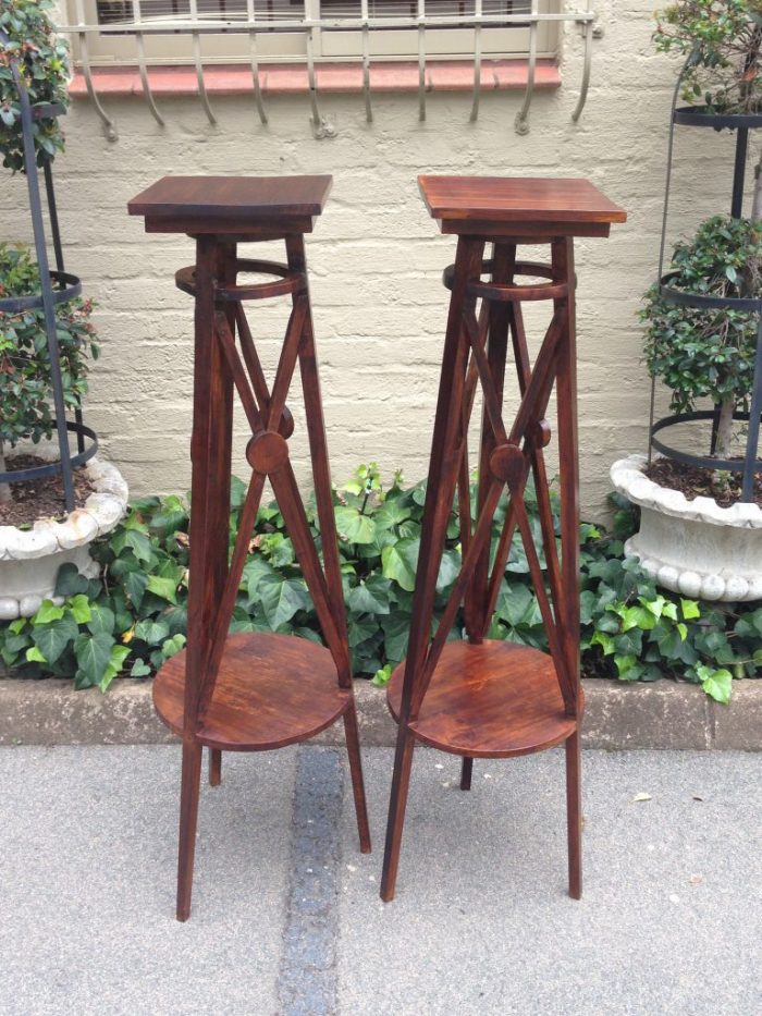 A Pair or Decorative Large Teak Wood Plinths - Image 4