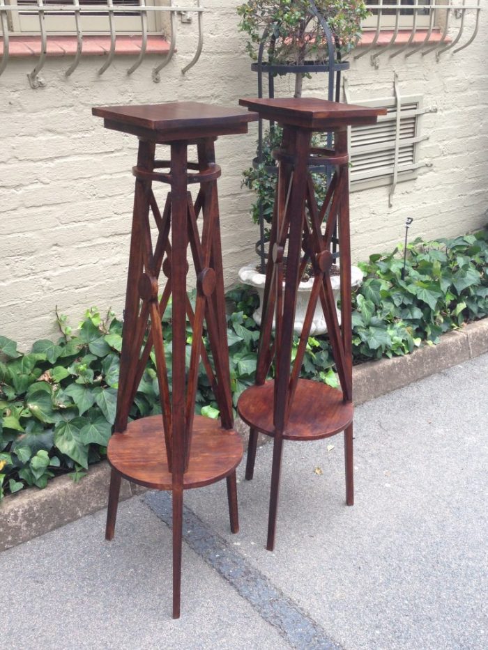 A Pair or Decorative Large Teak Wood Plinths - Image 3