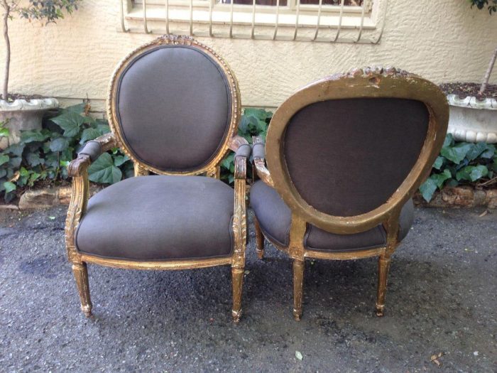 Pair of Antique Ornately Carved Gilded Baroque Style King Louis XV Medallion Armchairs   - Image 5