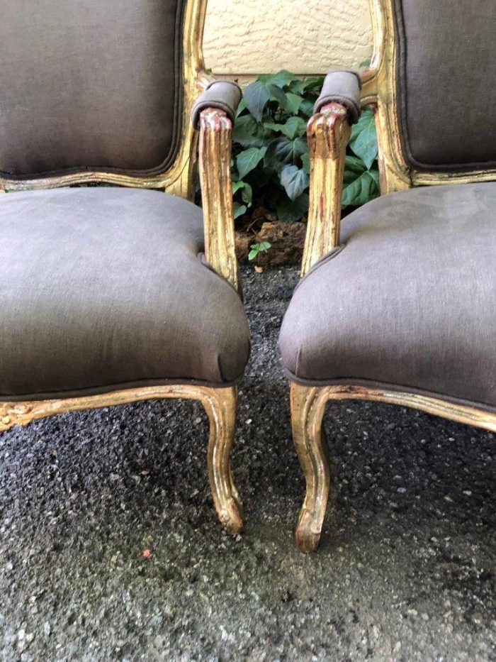 Pair Antique French Gilded Chairs - Image 5