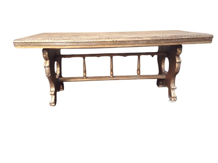 A Hand Gilded Ornately Carved Entrance / Refectory / Dining / Drinks Table (A marble or granite top can be added or a beveled mirror top (8-Seater)