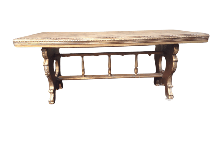 A Hand Gilded Ornately Carved Entrance / Refectory / Dining / Drinks Table (A marble or granite top can be added or a beveled mirror top (8-Seater)