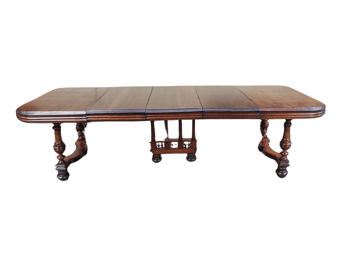 Henry II Walnut extension dining table with 3 leaves (8 – 10-Seater)