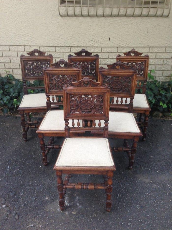 Set of 6 French antique carved chairs - Image 2