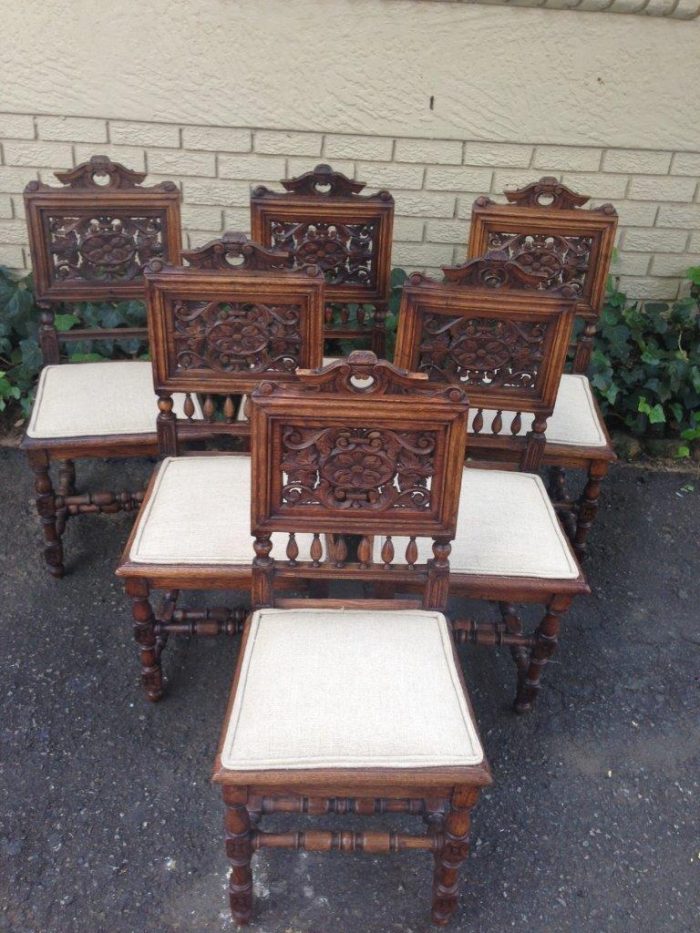 Set of 6 French antique carved chairs - Image 3