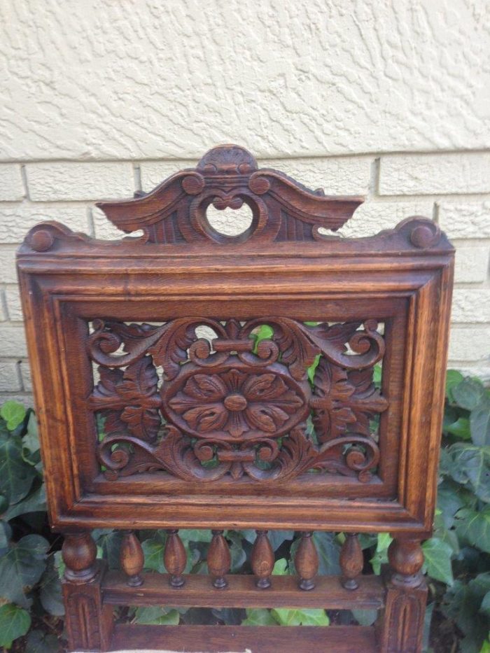 Set of 6 French antique carved chairs - Image 6