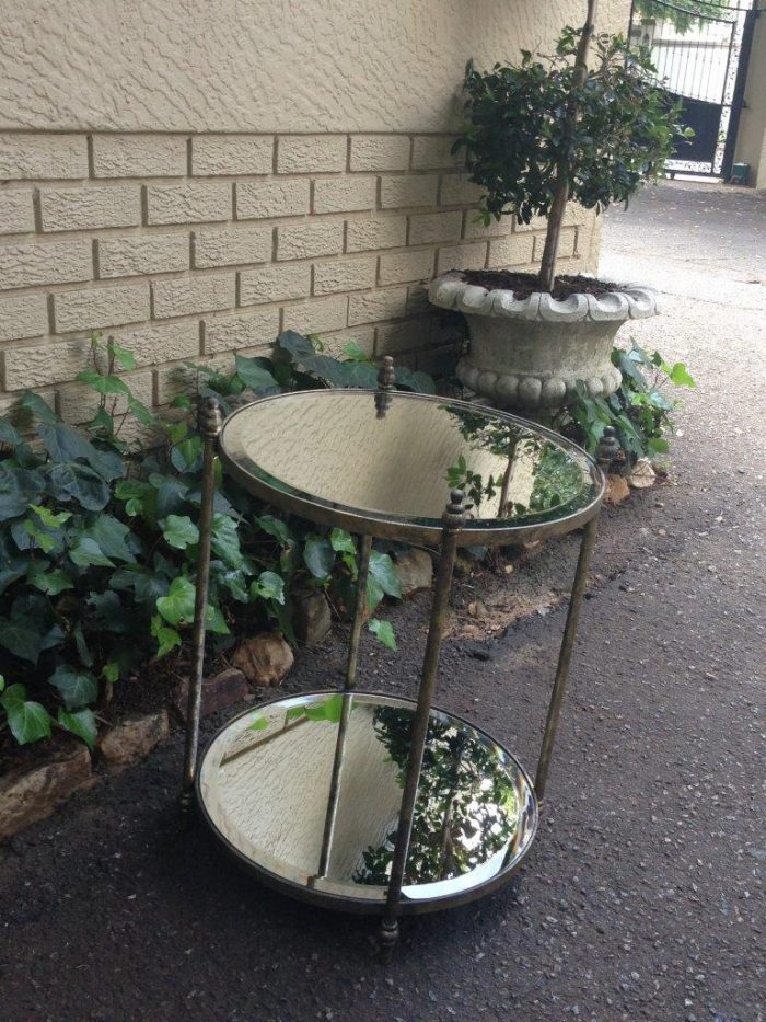 Round Wrought Iron and Bevelled Mirrored Table (Custom made) - Image 3