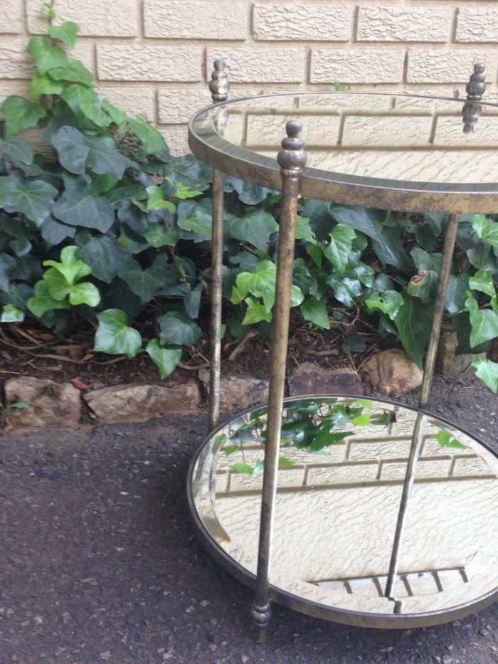 Round Wrought Iron and Bevelled Mirrored Table (Custom made) - Image 4