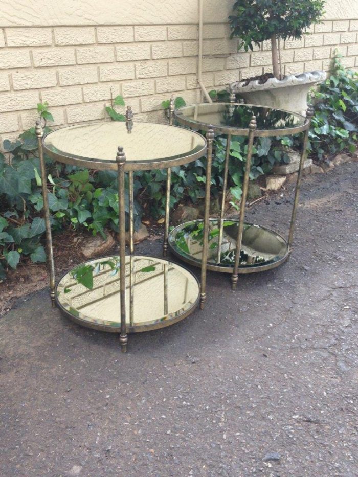 Round Wrought Iron and Bevelled Mirrored Table (Custom made) - Image 7