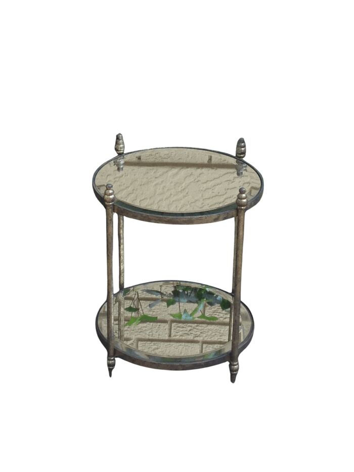Round Wrought Iron and Bevelled Mirrored Table (Custom made)