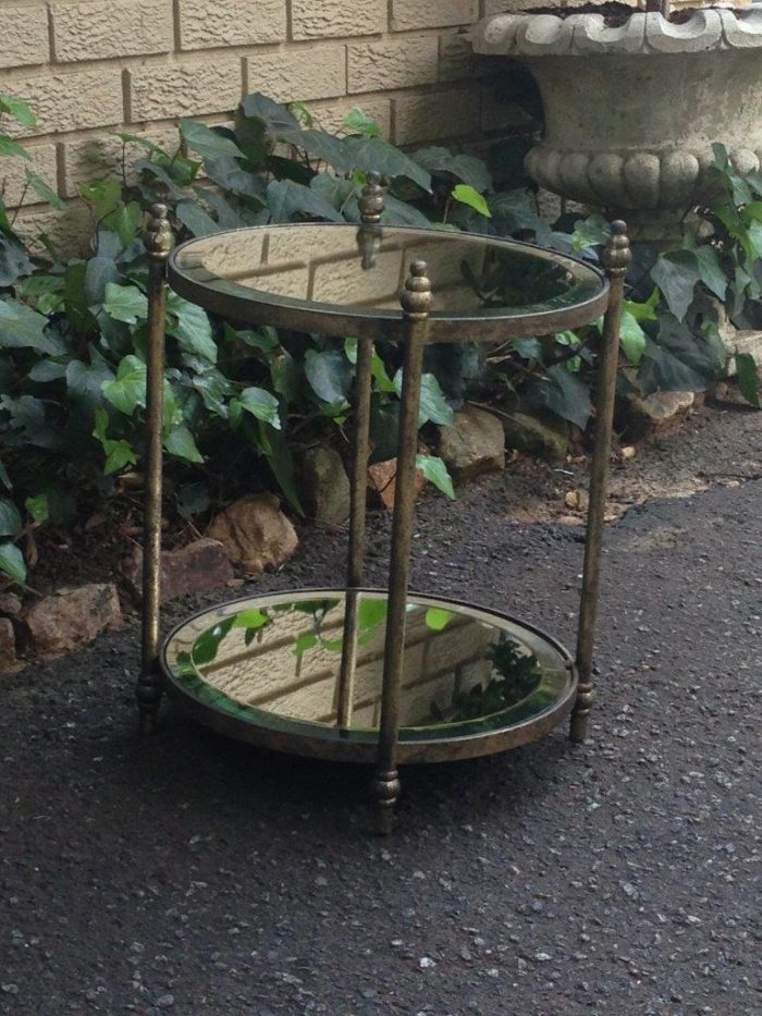 Round Wrought Iron and Bevelled Mirrored Table (Custom made) - Image 2