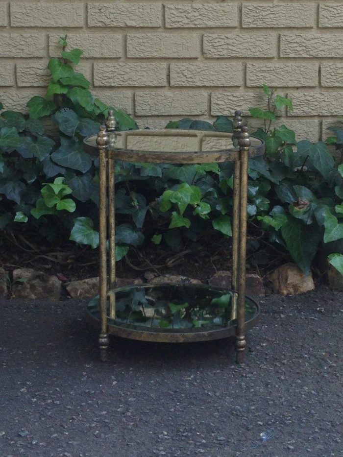 Round Wrought Iron and Bevelled Mirrored Table (Custom made) - Image 3