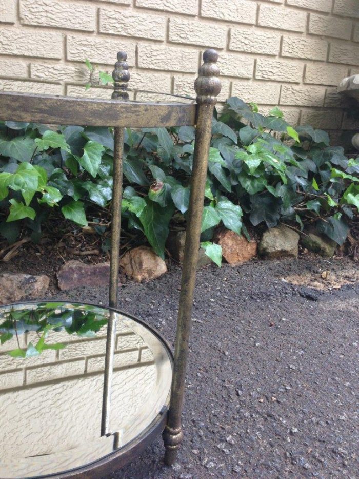 Round Wrought Iron and Bevelled Mirrored Table (Custom made) - Image 4
