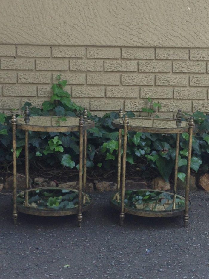 Round Wrought Iron and Bevelled Mirrored Table (Custom made) - Image 5