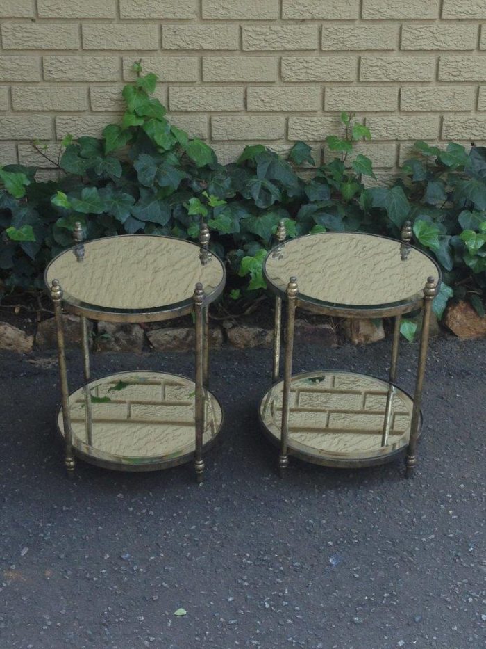 Round Wrought Iron and Bevelled Mirrored Table (Custom made) - Image 6