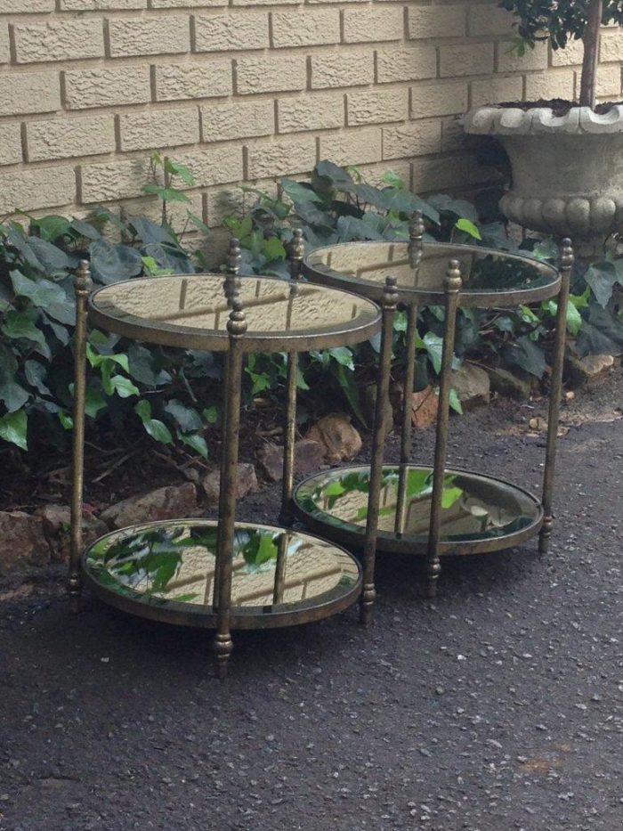 Round Wrought Iron and Bevelled Mirrored Table (Custom made) - Image 7