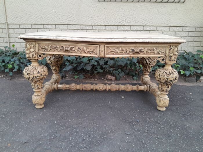 A Late 18th Century Jacobean Drinks / Refectory / Entrance / Library Table in a Natural and Bleached Contemporary Finish - Image 2